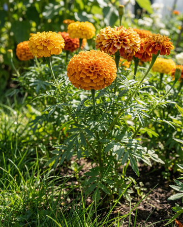 Afrikkalainen samettikukka Sunset Giants Mixed (Tagetes erecta) – luomusiemenet yksivuotiselle kukkalle, SeedsChoice