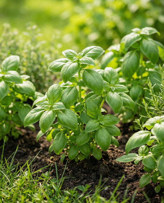 Sweet Basil Italiano Classico -siemenet (Ocimum basilicum) – luomulaatuinen yksivuotinen yrtti SeedsChoicelta