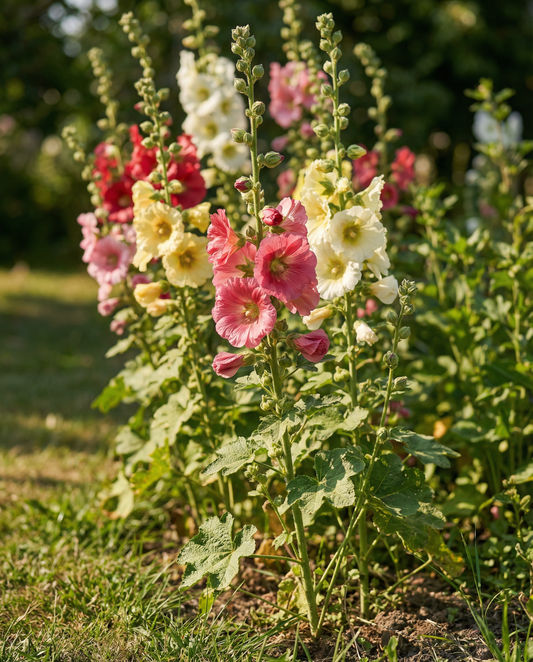 Malvaruusu Summer Carnival (Alcea rosea) – yksivuotiset siemenet SeedsChoice-verkkokaupasta
