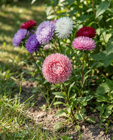 Asteri Pompon Mixed (Callistephus chinensis) – yksivuotisen sekoituksen siemenet SeedsChoicelta