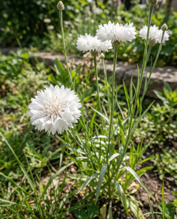 Ruiskukanta White Ball (Centaurea cyanus) – yksivuotiset kukkien siemenet SeedsChoicelta
