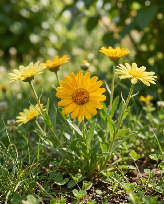 Saunakukka Mix Yellow Shades (Chrysanthemum segetum) – yksivuotiset kukkasiemenet SeedsChoicelta