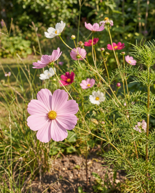 Sensation Mixed (Cosmos bipinnatus) – yksivuotinen sekoitus siemeniä SeedsChoice-verkkokaupasta