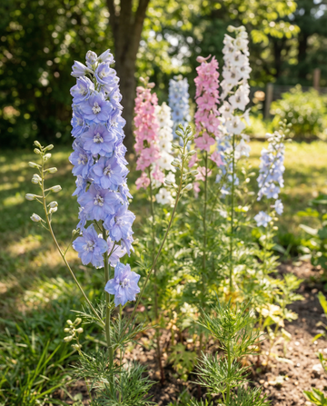 Ritarinkannus Imperial Mixed (Delphinium consolida) – yksivuotiset kukkasiemenet SeedsChoice-verkkokaupasta