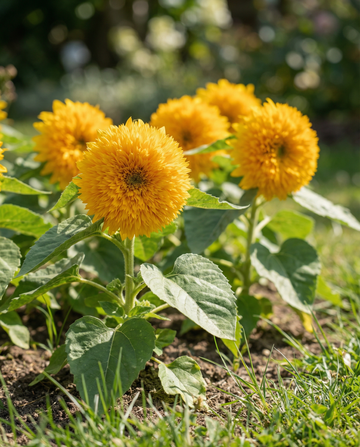 Sunflower Sungold Double Flowered Dwarf (Helianthus annuus) – annual flower seeds from SeedsChoice