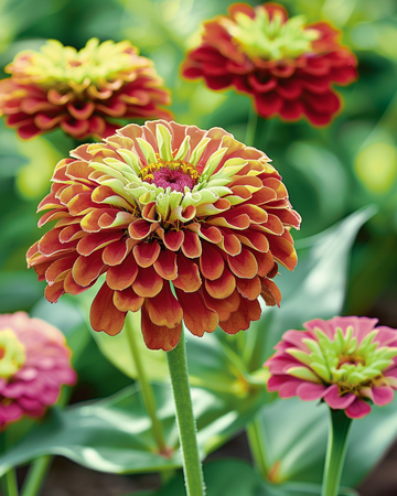 Queeny Red Lime siemenet (Zinnia elegans) – yksivuotinen