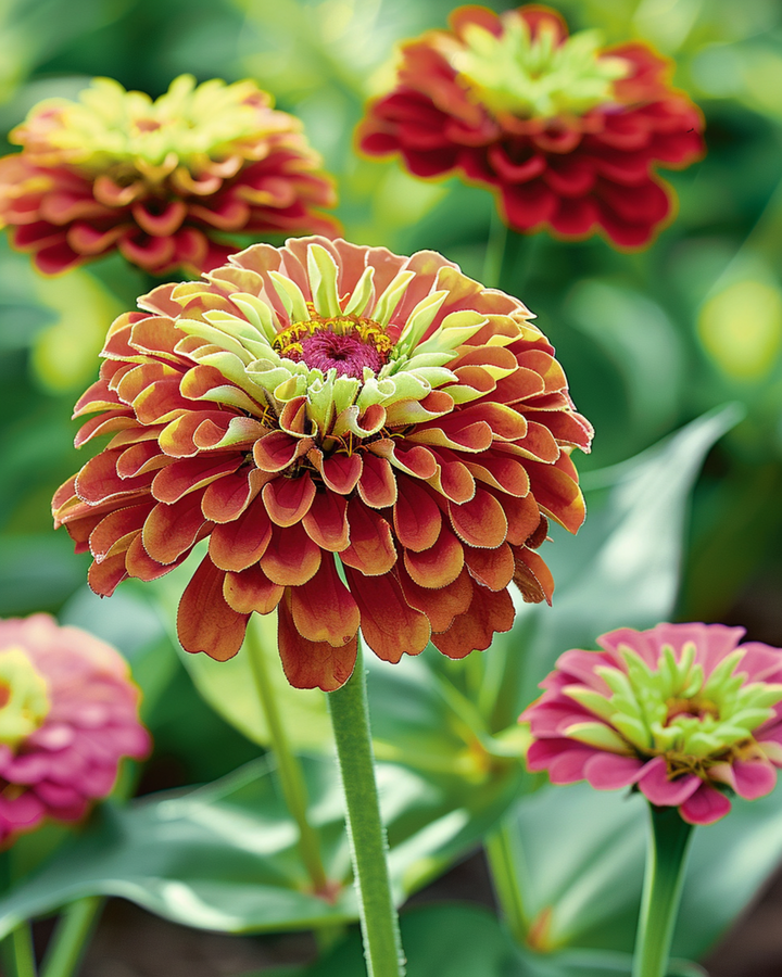 Queeny Red Lime siemenet (Zinnia elegans) – yksivuotinen