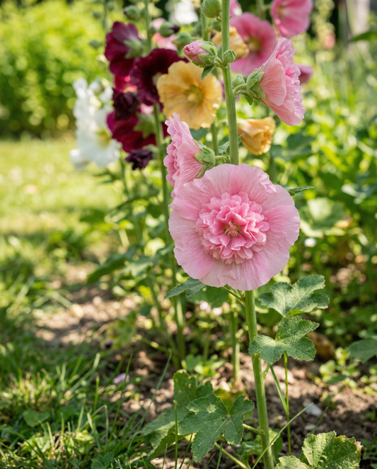 Hollyhock Chater Double Mixed (Alcea rosea) – kaksivuotinen sekasyemen SeedsChoice-verkkokaupasta