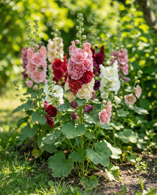 Hollyhock Antwerp Stars (Alcea rosea) – kaksivuotinen sekasyemen SeedsChoice-verkkokaupasta