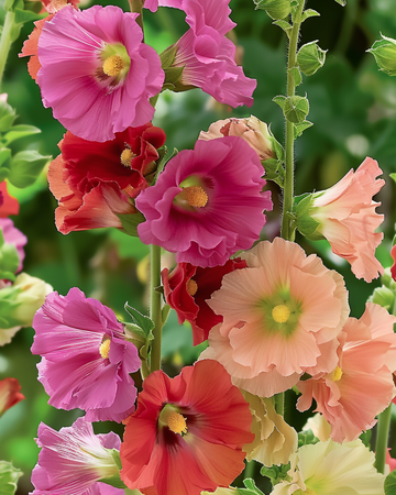 Hollyhock Antwerp Stars -siemenet (Alcea rosea) – kaksivuotinen seos