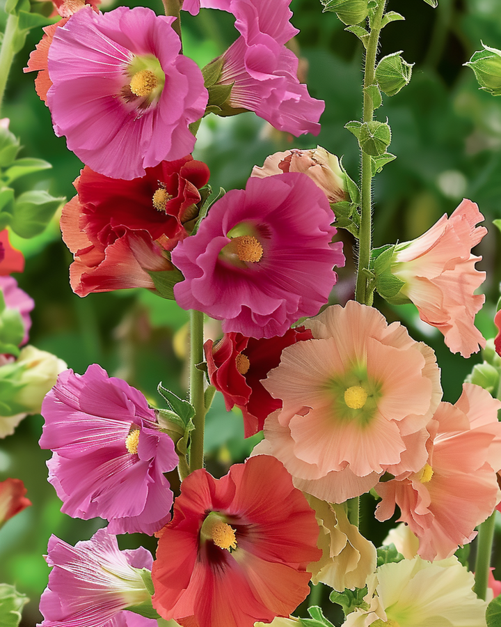 Hollyhock Antwerp Stars -siemenet (Alcea rosea) – kaksivuotinen seos