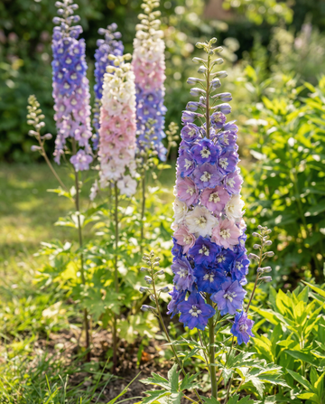 Ritarinkannus Giant Pacific Mixed (Delphinium cultorum) – monivuotinen sekoitus, siemenet SeedsChoice-verkkokaupasta