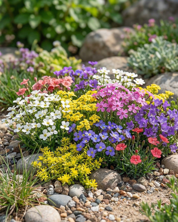 Rock Garden Mix Full Sun 15–25 cm – monivuotiset kukkasiemenet SeedsChoicelta