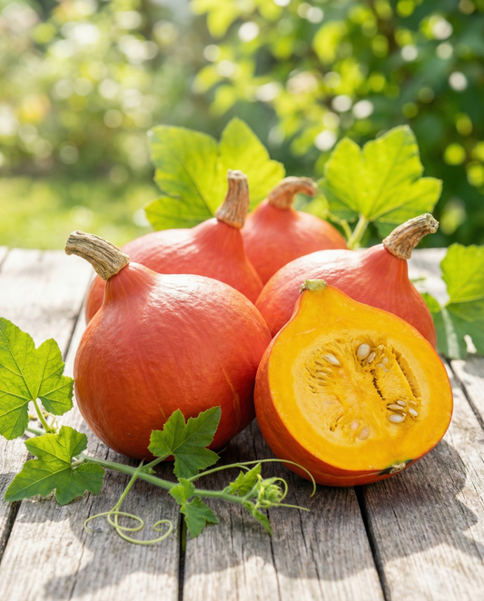 Kurpitsa Uchiki Kuri (Cucurbita maxima) – yksivuotiset vihannessiemenet SeedsChoicelta