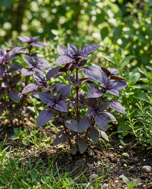 Basilika Dark Opal (Ocimum basilicum) – yksivuotiset yrttisiemenet SeedsChoicelta