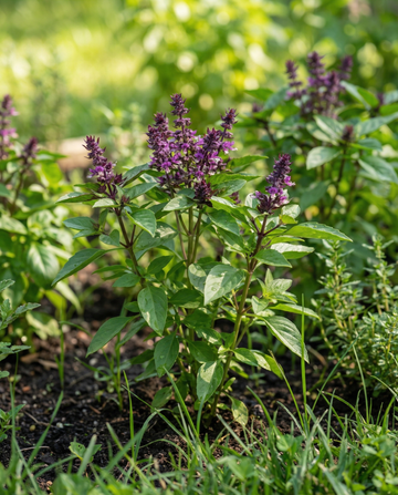 Basilika Siam Queen (Ocimum basilicum) – yksivuotisen yrttikasvien siemenet SeedsChoicelta