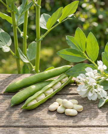 Härkäpapu Threefold White (Vicia faba) – yksivuotiset vihannessiemenet SeedsChoicelta