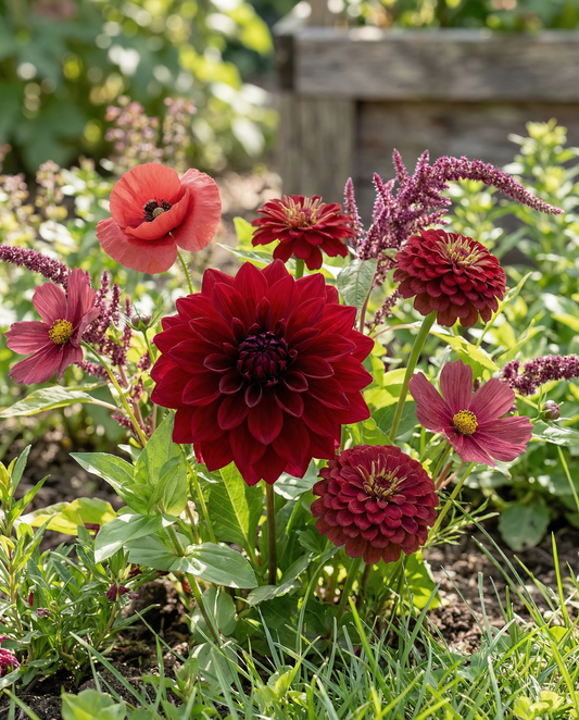 Vintage Red -kukkakimppukokoelma – yksivuotiset kukkasiemenet SeedsChoice-verkkokaupasta