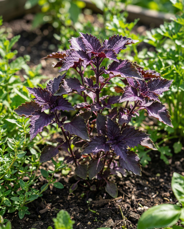Purple Ruffles -basilika (Ocimum basilicum) – yksivuotiset yrttisiemenet SeedsChoicelta