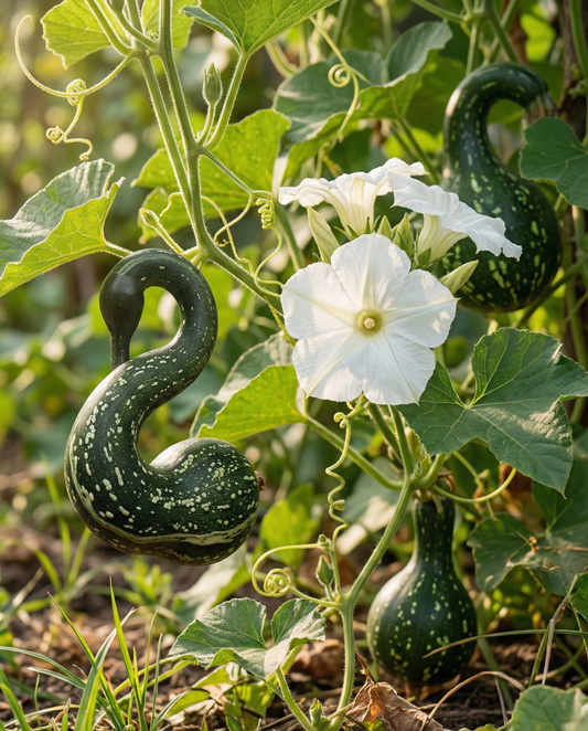 Speckled Swan Gourd -koristetyrvökki (Lagenaria siceraria) – yksivuotiset siemenet SeedsChoicelta