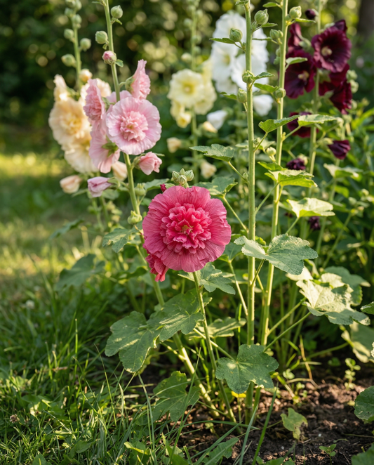 Hollyhock Doppia Multicolor (Alcea rosea) – monivuotinen sekasyemen SeedsChoice-verkkokaupasta
