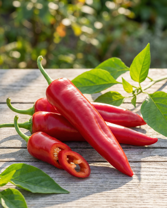 Corno Rosso -paprika (Capsicum annuum) – yksivuotiset vihannessiemenet SeedsChoicelta