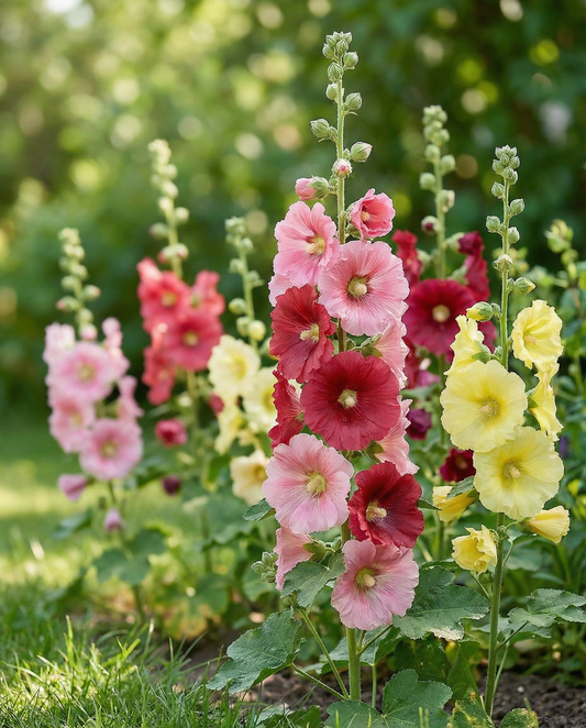 Malvaruusu Summer Carnival (Alcea rosea) – yksivuotiset siemenet SeedsChoice-verkkokaupasta