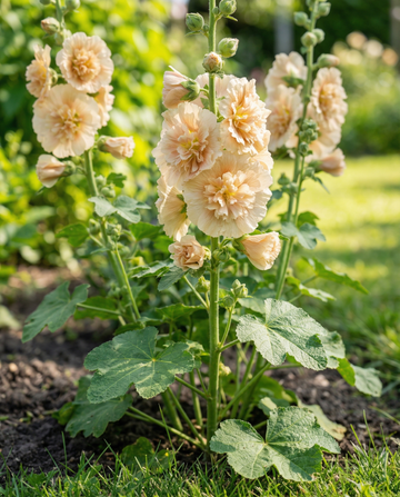 Hollyhock Majorette Champagne (Alcea rosea) – yksivuotiset siemenet SeedsChoice-verkkokaupasta