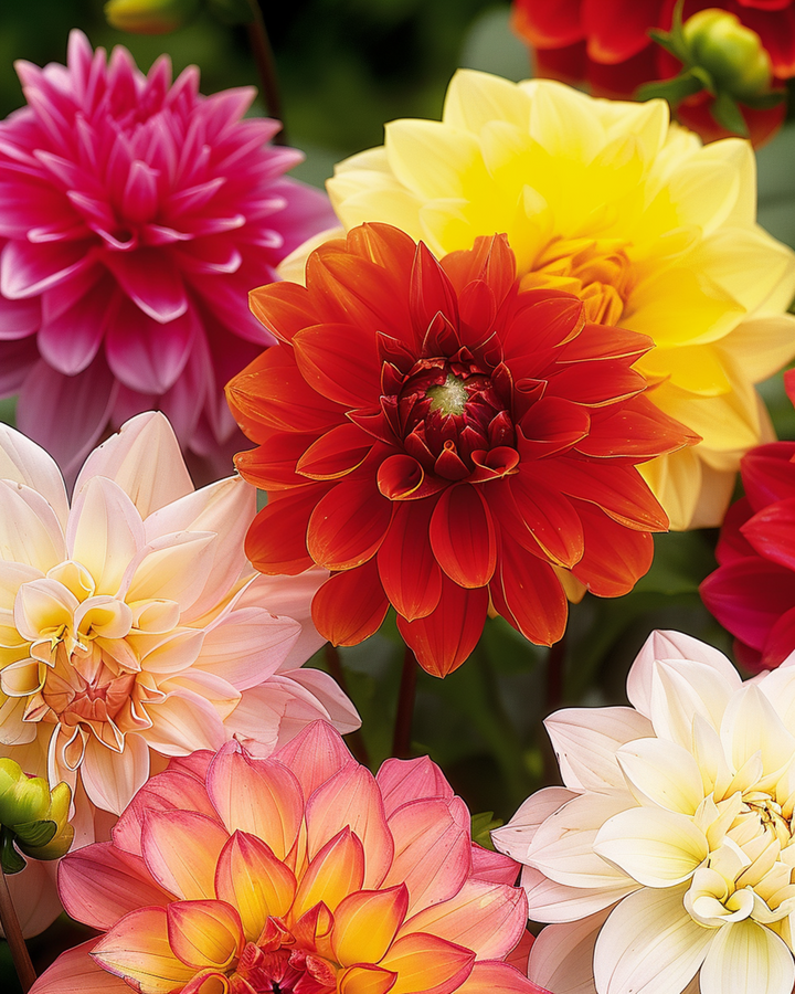 Unwin's Hybrids Mixed Colours -siemenet (Dahlia variabilis) – yksivuotinen sekoitus