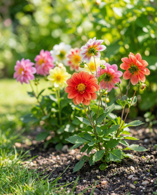 Unwin's Hybrids Mixed Colours (Dahlia variabilis) – yksivuotiset sekoitetut siemenet SeedsChoicelta