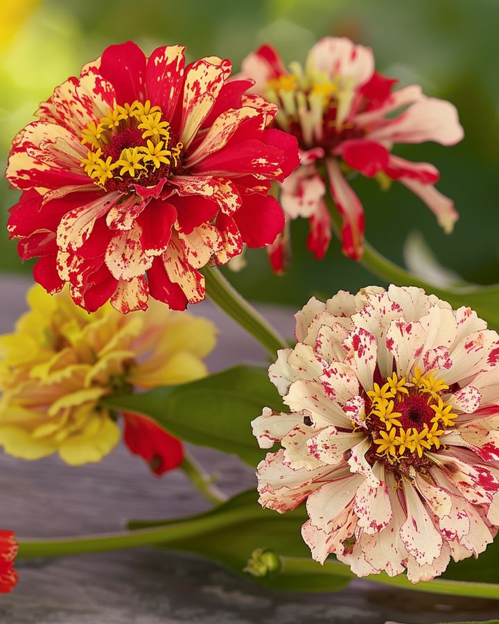 Peppermint Stick -siemenet (Zinnia elegans) – yksivuotinen