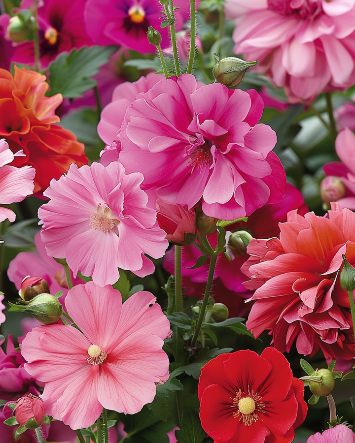 Kesäkukat Pink Red Garden Mix Blend -siemenet – yksivuotinen kukka