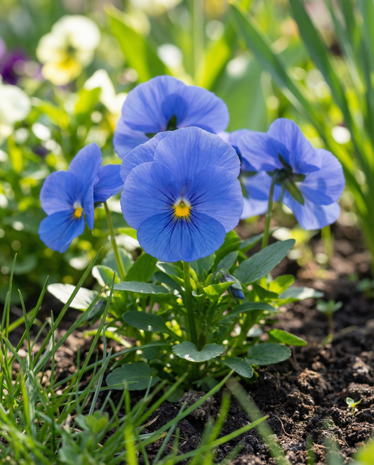 Orvokki Celestial (Viola wittrockiana) – kaksivuotisen kukan siemenet SeedsChoicelta