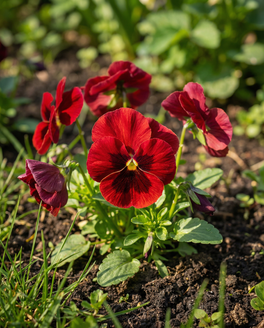 Orvokki Red Wing (Viola wittrockiana) – kaksivuotisen kukan siemenet SeedsChoicelta