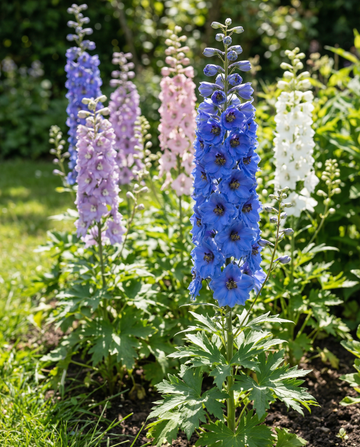 Ritarinkannus Giant Pacific (Delphinium cultorum) – monivuotinen sekoitus, siemenet SeedsChoice-verkkokaupasta
