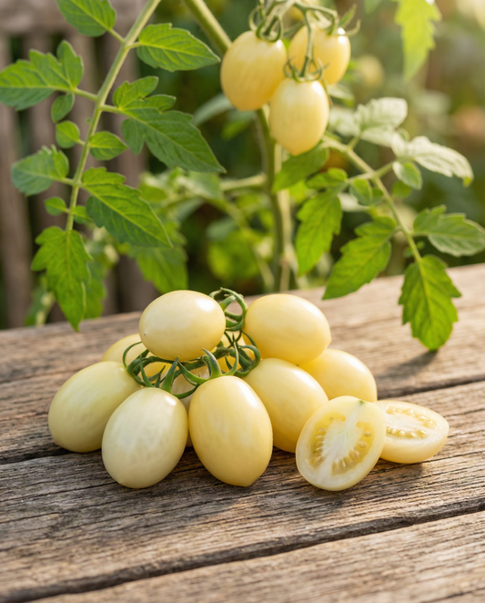 Snack-tomaatti Dattolime F1 Yellow (Solanum lycopersicum) – yksivuotiset vihannessiemenet SeedsChoicelta
