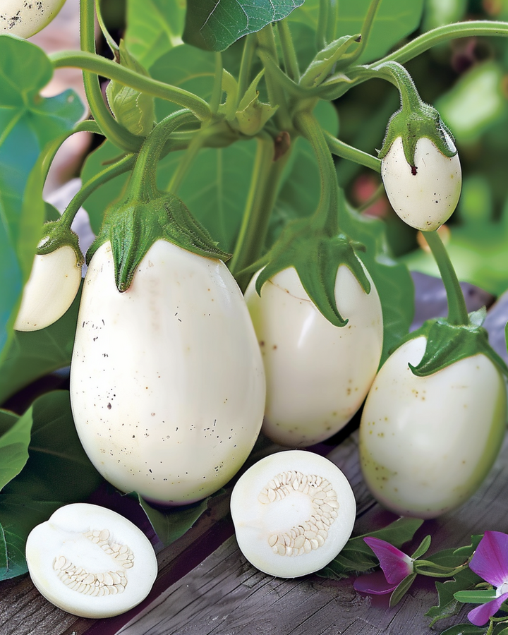 Munakoiso White Egg siemenet (Solanum melongena) – yksivuotinen vihannes