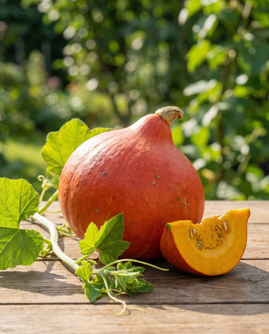 Kurpitsa Uchiki Kuri Red (Cucurbita maxima) – yksivuotiset vihannessiemenet SeedsChoicelta