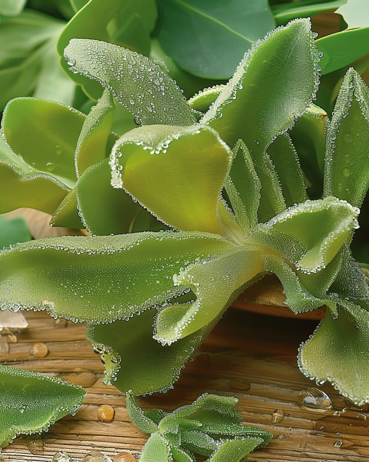 Jääkasvin lehtisiemenet (Mesembryanthemum crystallinum) – yksivuotinen vihannes