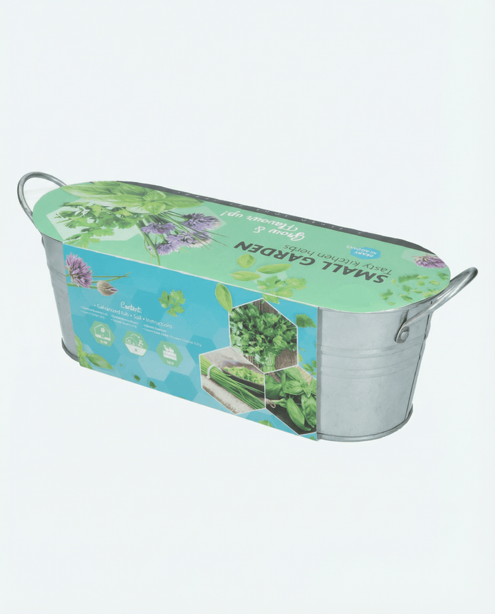 Kitchen Basil Chives Parsley Set With Galvanized Tub Soil seeds – herb