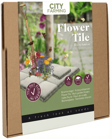 Kivikkopuutarhan kukkasiemenlaatta kookostabletilla ja juuttimattolla – puutarhatarvike SeedsChoicelta
