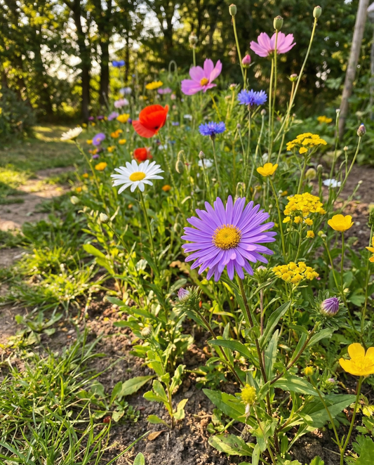 Tienvarsi-seos 50 m² vähähoitoinen 20 lajiketta – kukkasiemenet SeedsChoicelta