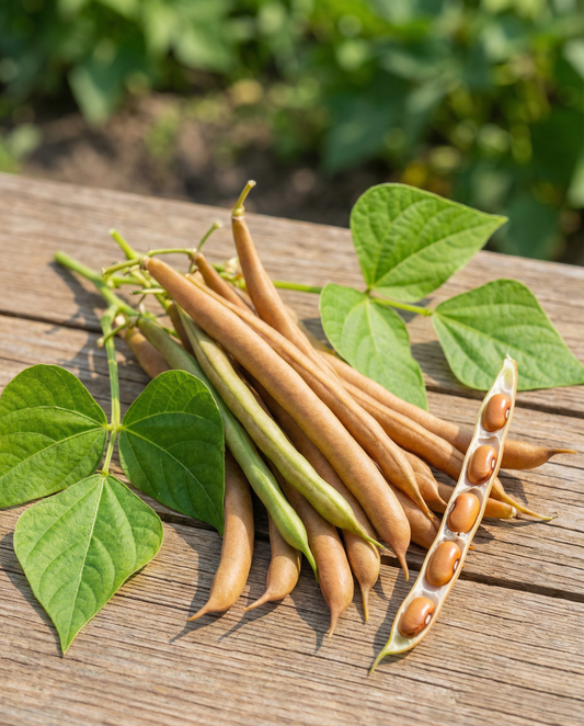 Pensaspapu Brown Dutch 25g (Phaseolus vulgaris) – yksivuotiset vihannessiemenet SeedsChoicelta